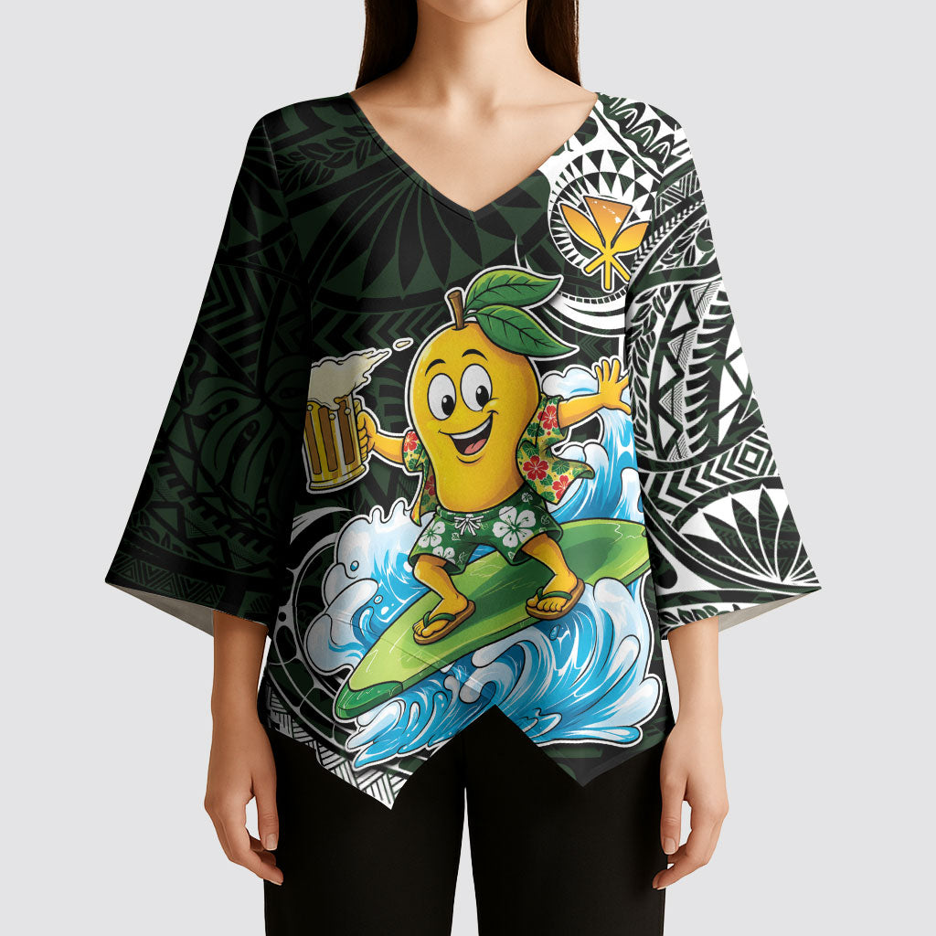 Aloha Hawaii Mango Surfing Kimono Sleeve Blouse Polynesian Style