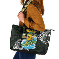 Aloha Hawaii Mango Surfing Leather Tote Bag Polynesian Style