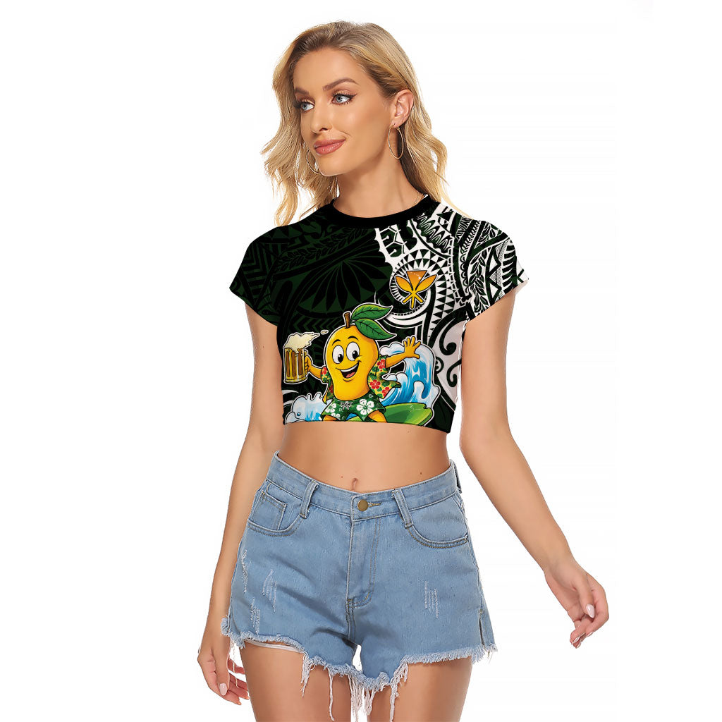 Aloha Hawaii Mango Surfing Raglan Cropped T Shirt Polynesian Style
