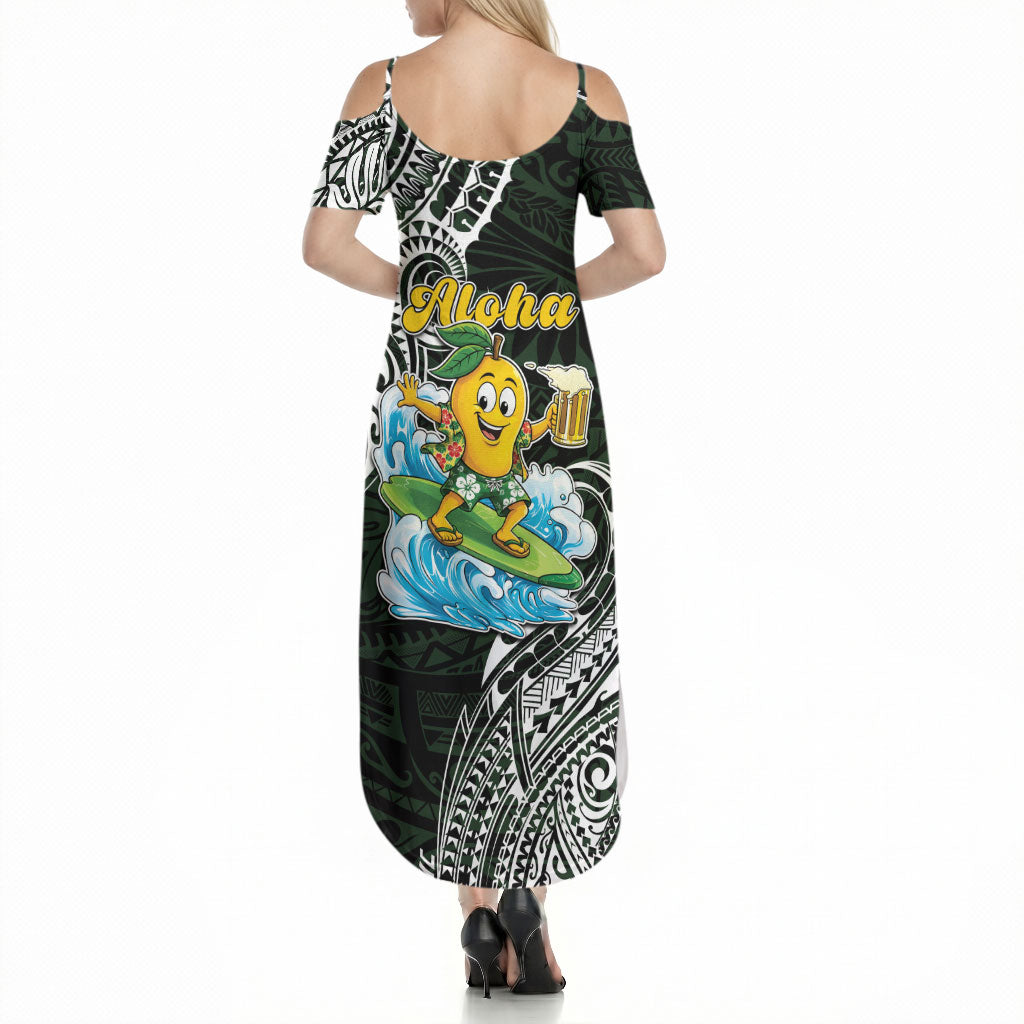 Aloha Hawaii Mango Surfing Summer Maxi Dress Polynesian Style