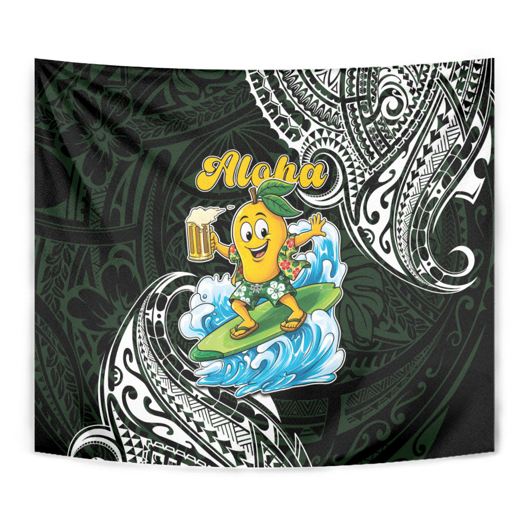 Aloha Hawaii Mango Surfing Tapestry Polynesian Style