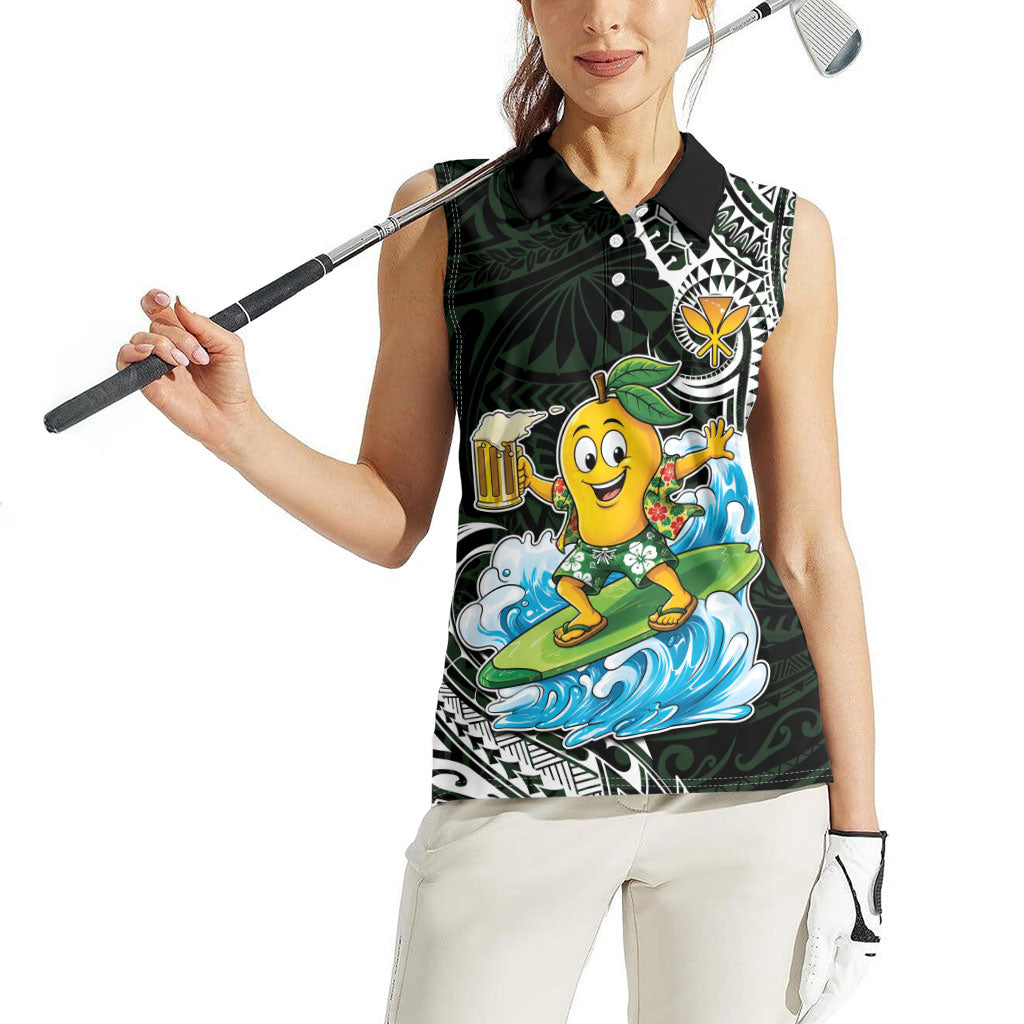 Aloha Hawaii Mango Surfing Women Sleeveless Polo Shirt Polynesian Style