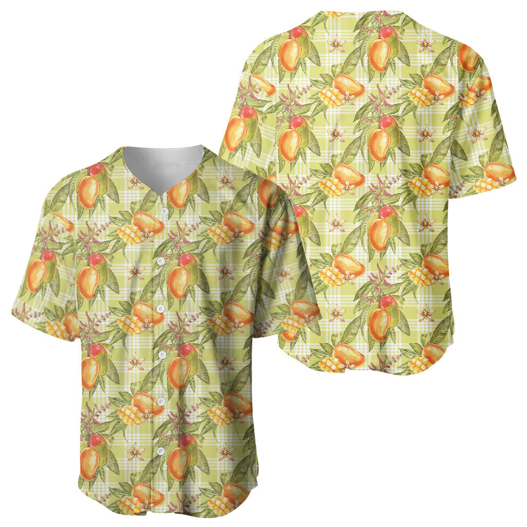 Vintage Hawaii Mango Baseball Jersey Yellow Green Hawaiian Palaka