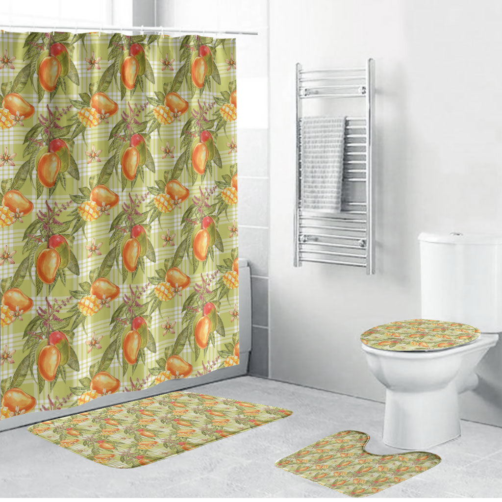 Vintage Hawaii Mango Bathroom Set Yellow Green Hawaiian Palaka