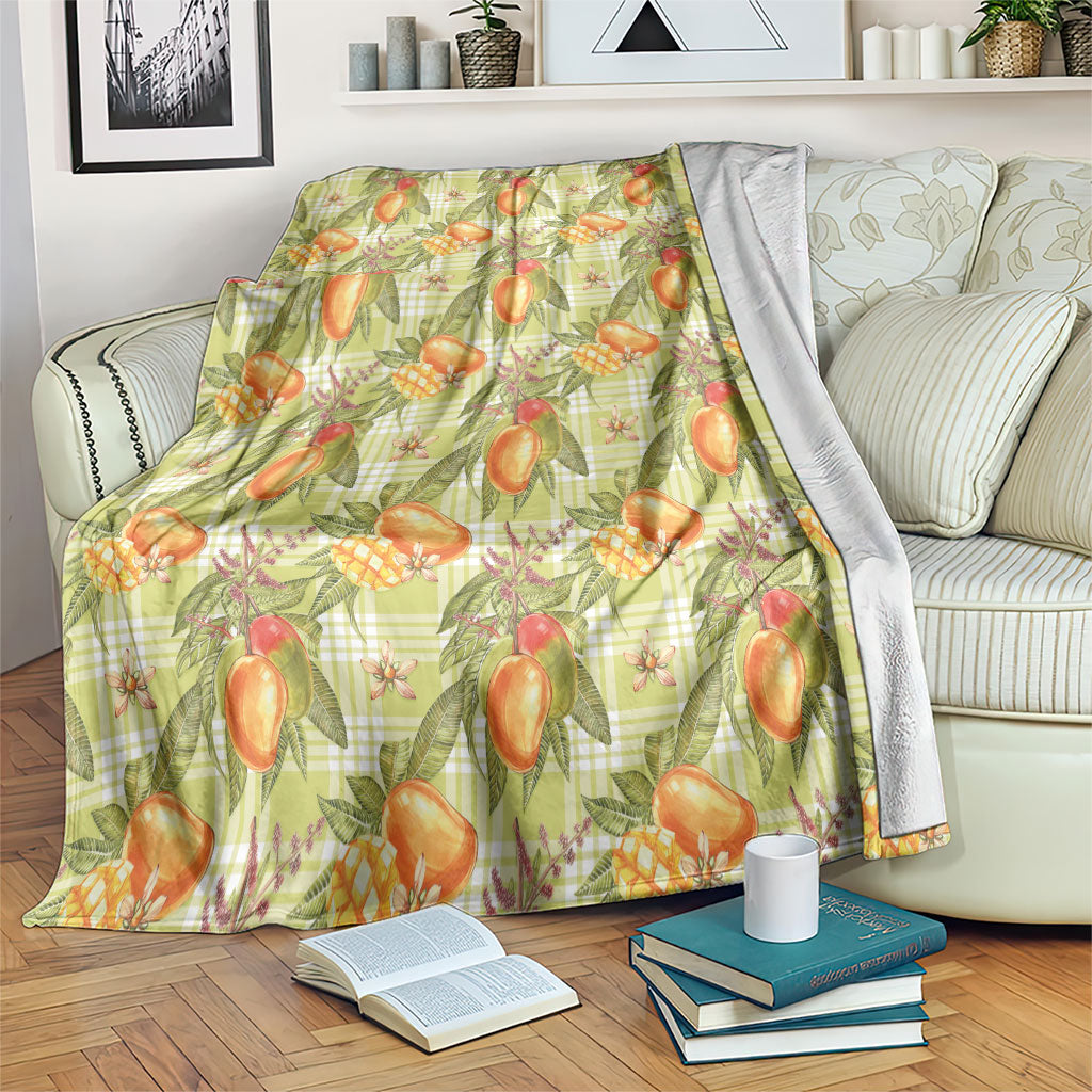 Vintage Hawaii Mango Blanket Yellow Green Hawaiian Palaka