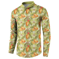 Vintage Hawaii Mango Button Sweatshirt Yellow Green Hawaiian Palaka