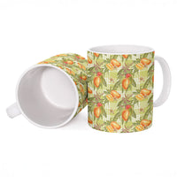Vintage Hawaii Mango Ceramic Mug Yellow Green Hawaiian Palaka