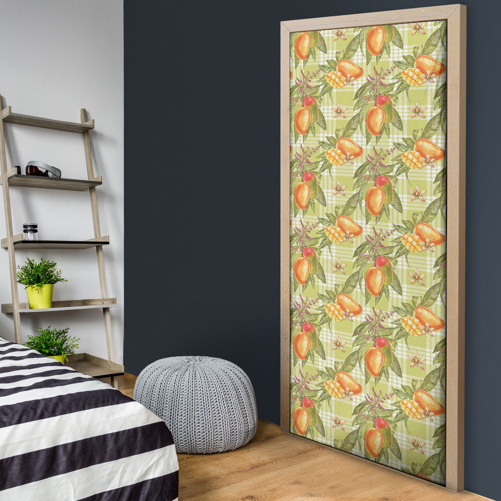 Vintage Hawaii Mango Door Cover Yellow Green Hawaiian Palaka