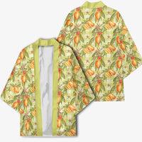 Vintage Hawaii Mango Kimono Yellow Green Hawaiian Palaka
