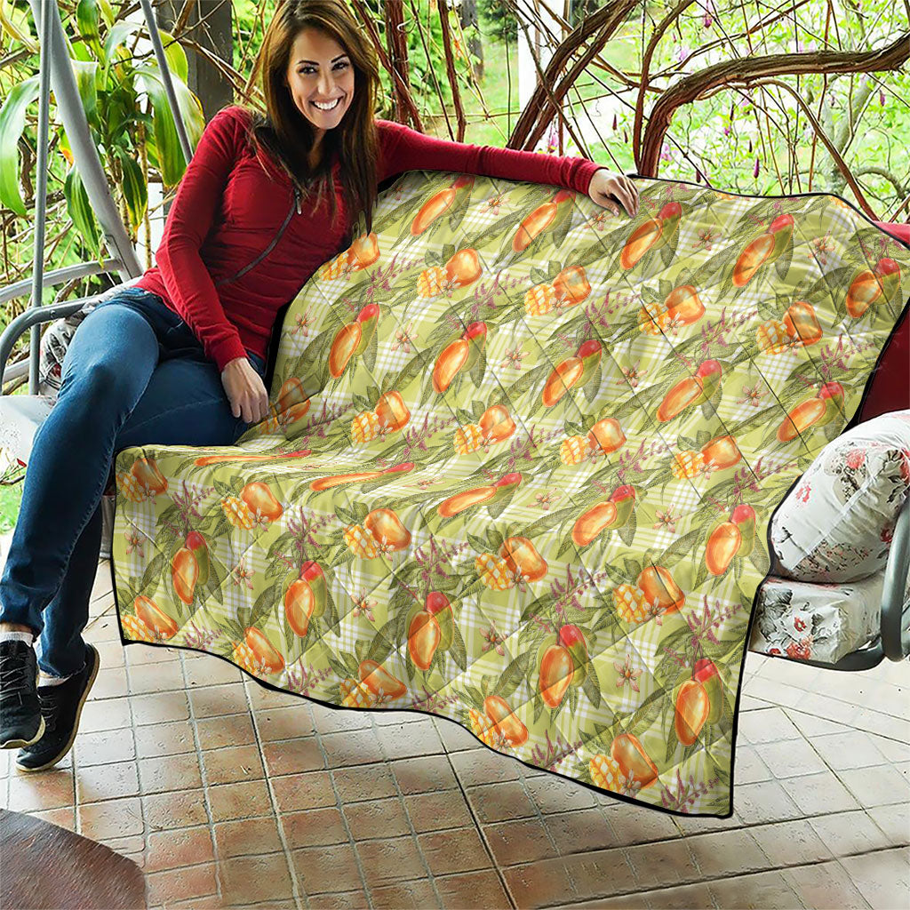 Vintage Hawaii Mango Quilt Yellow Green Hawaiian Palaka