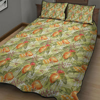 Vintage Hawaii Mango Quilt Bed Set Yellow Green Hawaiian Palaka