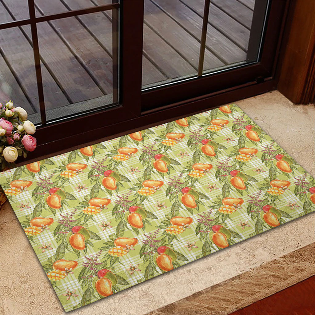 Vintage Hawaii Mango Rubber Doormat Yellow Green Hawaiian Palaka