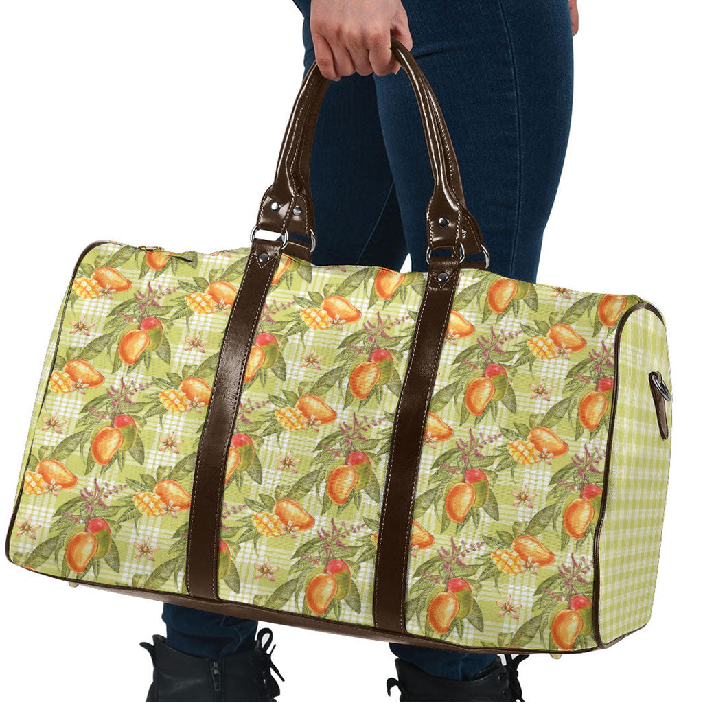 Vintage Hawaii Mango Travel Bag Yellow Green Hawaiian Palaka