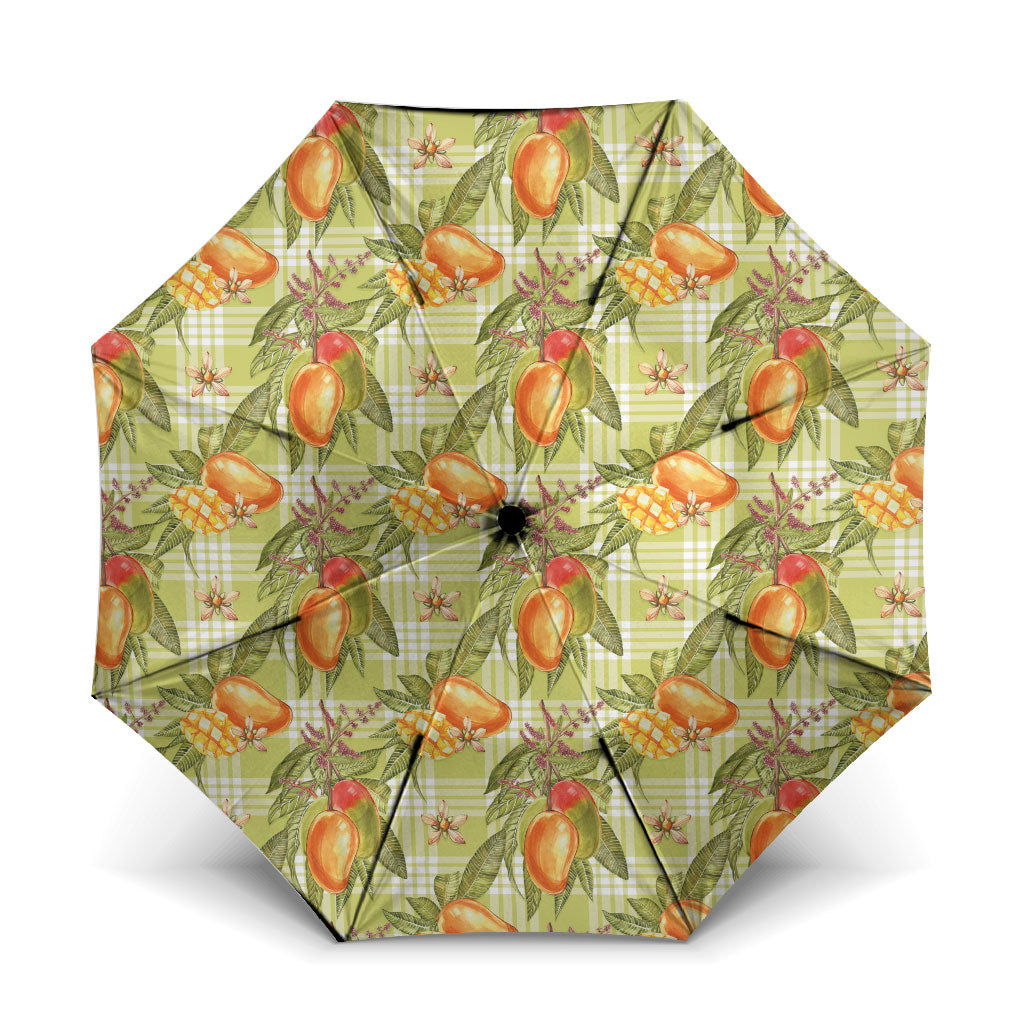 Vintage Hawaii Mango Umbrella Yellow Green Hawaiian Palaka