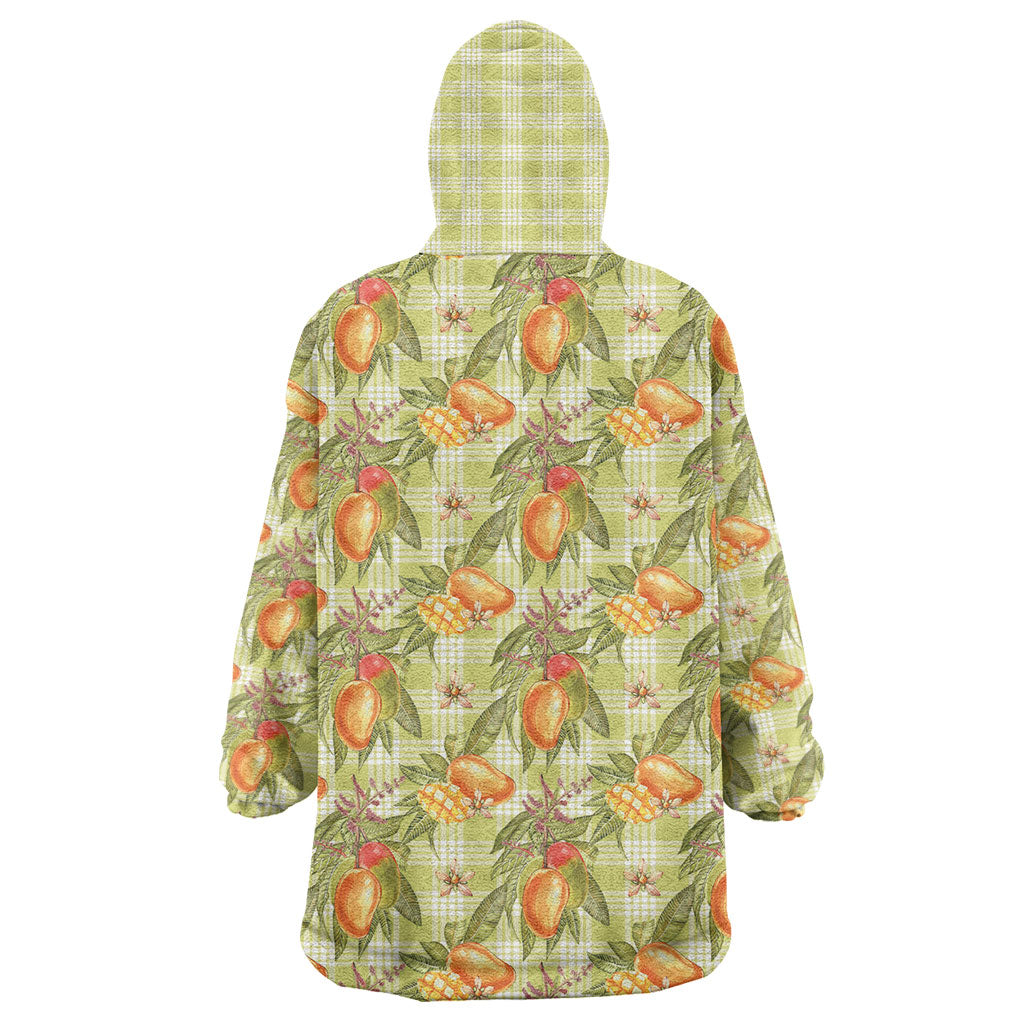 Vintage Hawaii Mango Wearable Blanket Hoodie Yellow Green Hawaiian Palaka
