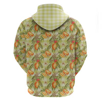 Vintage Hawaii Mango Zip Hoodie Yellow Green Hawaiian Palaka