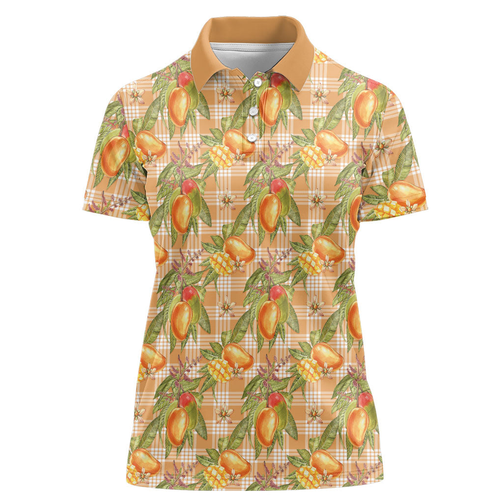 Vintage Hawaii Mango Women Polo Shirt Coral Hawaiian Palaka