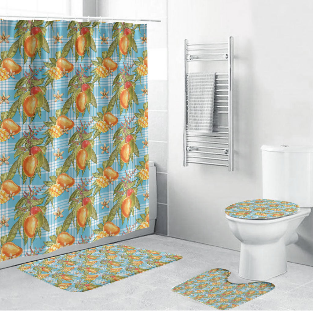 Vintage Hawaii Mango Bathroom Set Blue Hawaiian Palaka
