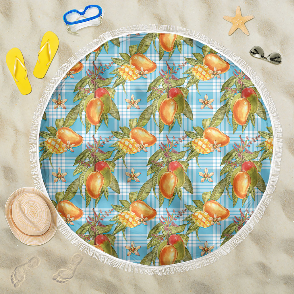 Vintage Hawaii Mango Beach Blanket Blue Hawaiian Palaka