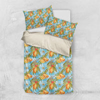 Vintage Hawaii Mango Bedding Set Blue Hawaiian Palaka