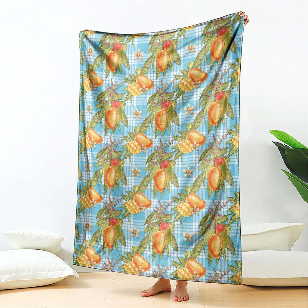 Vintage Hawaii Mango Blanket Blue Hawaiian Palaka