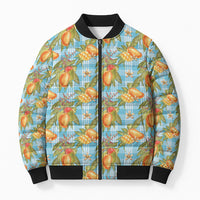 Vintage Hawaii Mango Bomber Puffer Jacket Blue Hawaiian Palaka