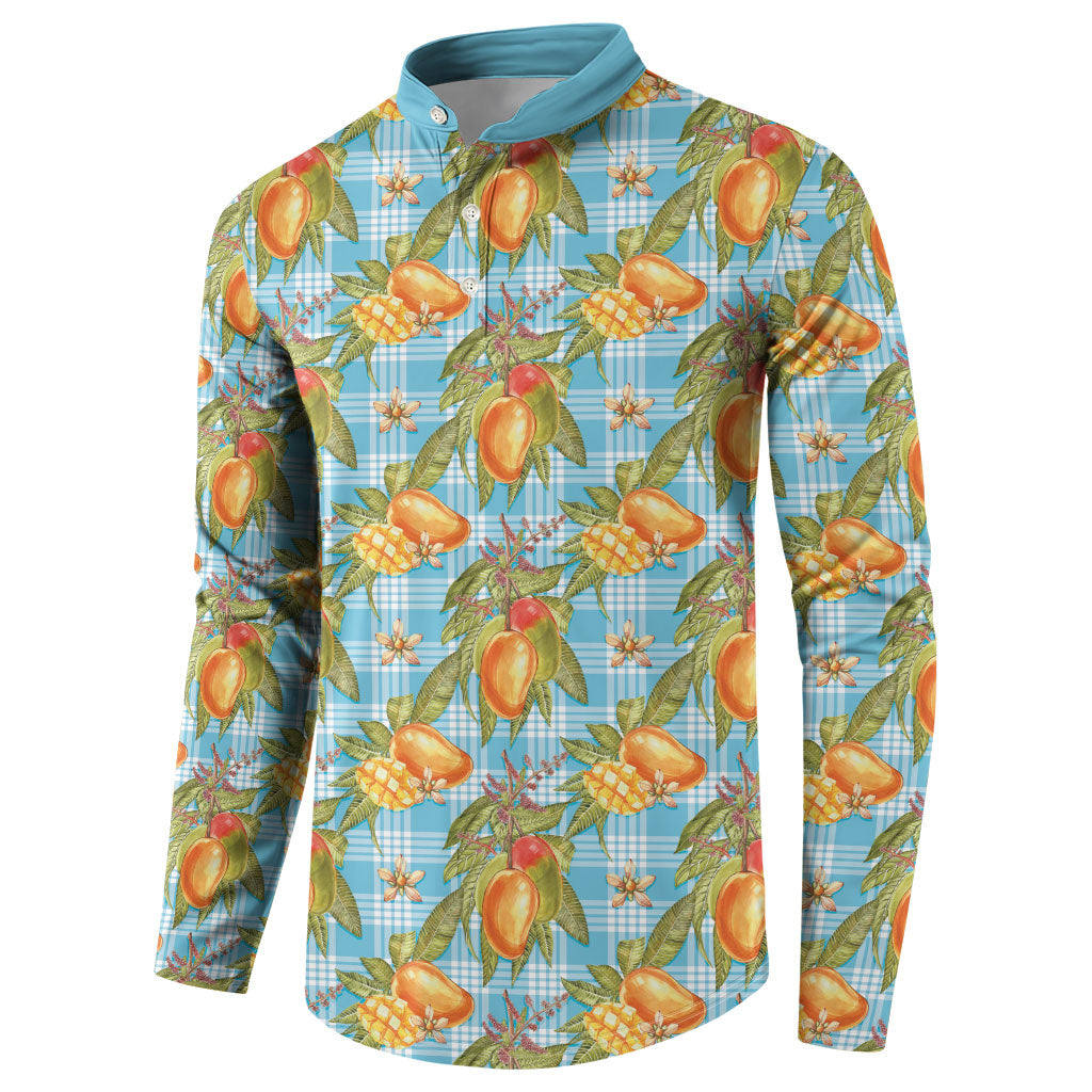 Vintage Hawaii Mango Button Sweatshirt Blue Hawaiian Palaka