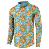 Vintage Hawaii Mango Button Sweatshirt Blue Hawaiian Palaka