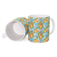 Vintage Hawaii Mango Ceramic Mug Blue Hawaiian Palaka