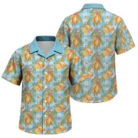 Vintage Hawaii Mango Family Matching Off Shoulder Maxi Dress and Hawaiian Shirt Blue Hawaiian Palaka