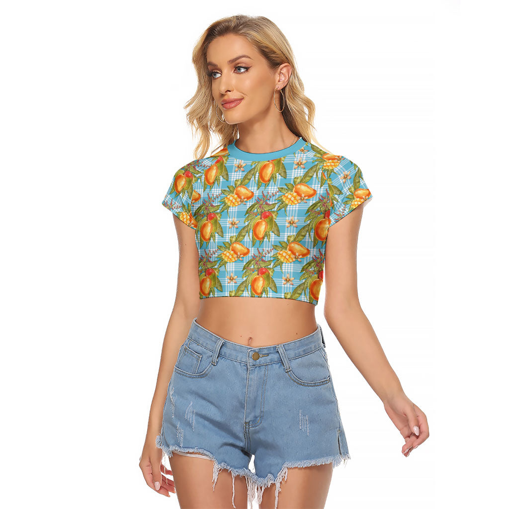 Vintage Hawaii Mango Raglan Cropped T Shirt Blue Hawaiian Palaka