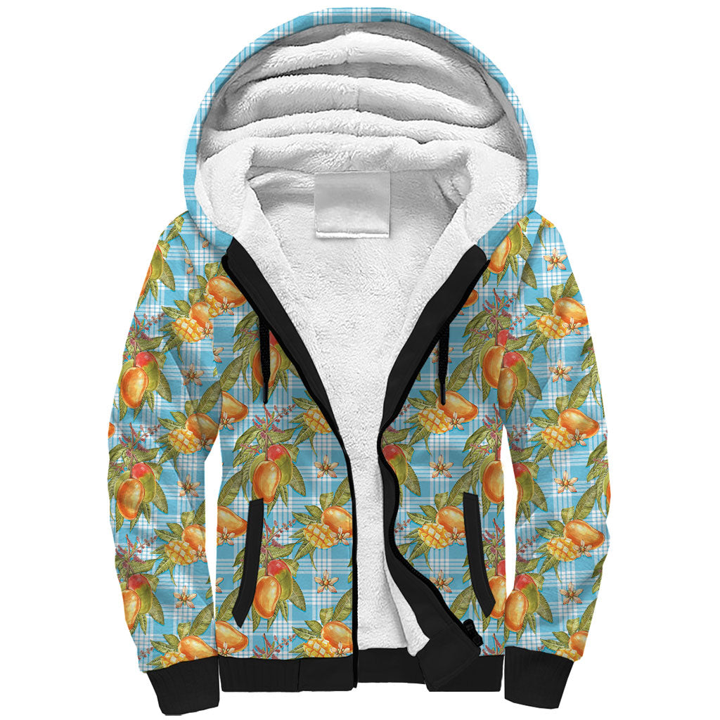 Vintage Hawaii Mango Sherpa Hoodie Blue Hawaiian Palaka