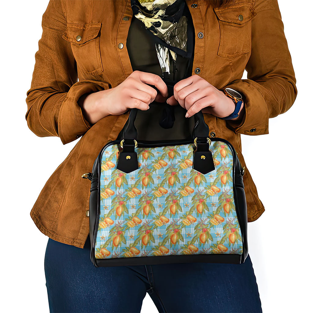 Vintage Hawaii Mango Shoulder Handbag Blue Hawaiian Palaka