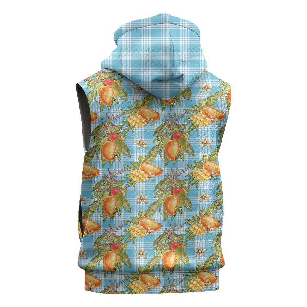 Vintage Hawaii Mango Sleeveless Hoodie Blue Hawaiian Palaka