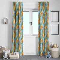 Vintage Hawaii Mango Window Curtain Blue Hawaiian Palaka