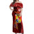 Personalized Tonga Off Shoulder Maxi Dress Coat Of Arms Tongatapu With Ngatu Pattern LT05 Women Red - Polynesian Pride