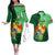 Personalized Tonga Couples Matching Off The Shoulder Long Sleeve Dress and Hawaiian Shirt Coat Of Arms Haapai With Ngatu Pattern LT05 Green - Polynesian Pride