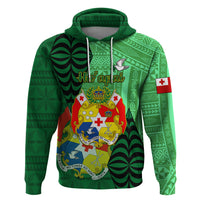 Personalized Tonga Hoodie Coat Of Arms Haapai With Ngatu Pattern LT05 Green - Polynesian Pride
