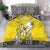 Happy Niue Constitution Day Bedding Set Niuean Crab Hiapo Pattern Yellow Version