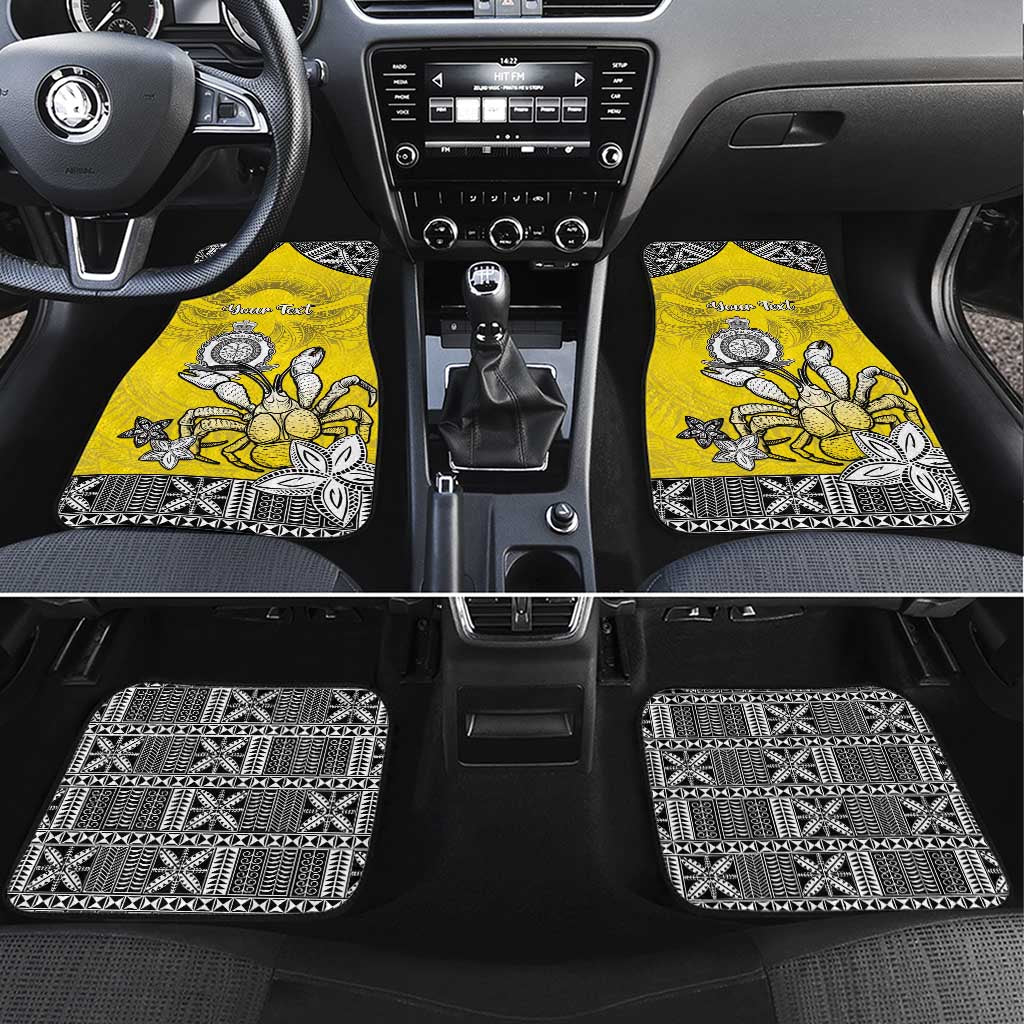 Happy Niue Constitution Day Car Mats Niuean Crab Hiapo Pattern Yellow Version LT05 Set 4pcs Yellow - Polynesian Pride
