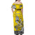 Personalised Happy Niue Constitution Day Family Matching Off Shoulder Maxi Dress and Hawaiian Shirt Niuean Crab Hiapo Pattern Yellow Version