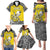 Personalised Happy Niue Constitution Day Family Matching Puletasi and Hawaiian Shirt Niuean Crab Hiapo Pattern Yellow Version