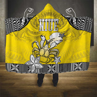 Happy Niue Constitution Day Hooded Blanket Niuean Crab Hiapo Pattern Yellow Version LT05 - Polynesian Pride