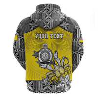 Personalised Happy Niue Constitution Day Hoodie Niuean Crab Hiapo Pattern Yellow Version