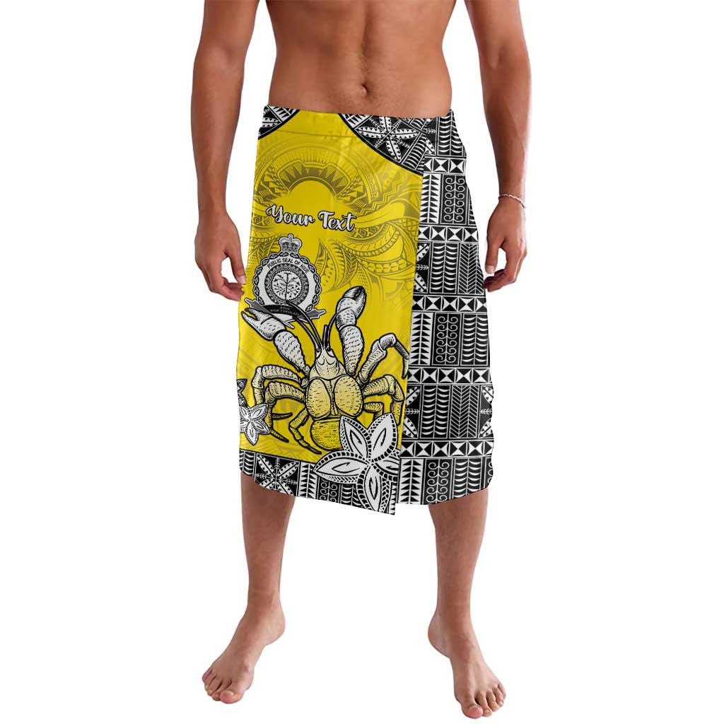 Personalised Happy Niue Constitution Day Lavalava Niuean Crab Hiapo Pattern Yellow Version LT05 Yellow - Polynesian Pride
