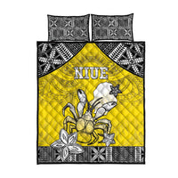 Happy Niue Constitution Day Quilt Bed Set Niuean Crab Hiapo Pattern Yellow Version LT05 - Polynesian Pride