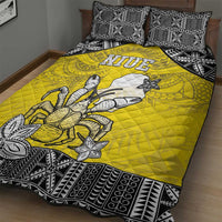 Happy Niue Constitution Day Quilt Bed Set Niuean Crab Hiapo Pattern Yellow Version LT05 - Polynesian Pride