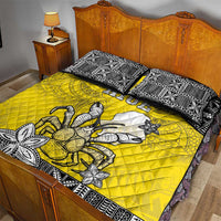 Happy Niue Constitution Day Quilt Bed Set Niuean Crab Hiapo Pattern Yellow Version LT05 - Polynesian Pride