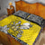 Happy Niue Constitution Day Quilt Bed Set Niuean Crab Hiapo Pattern Yellow Version