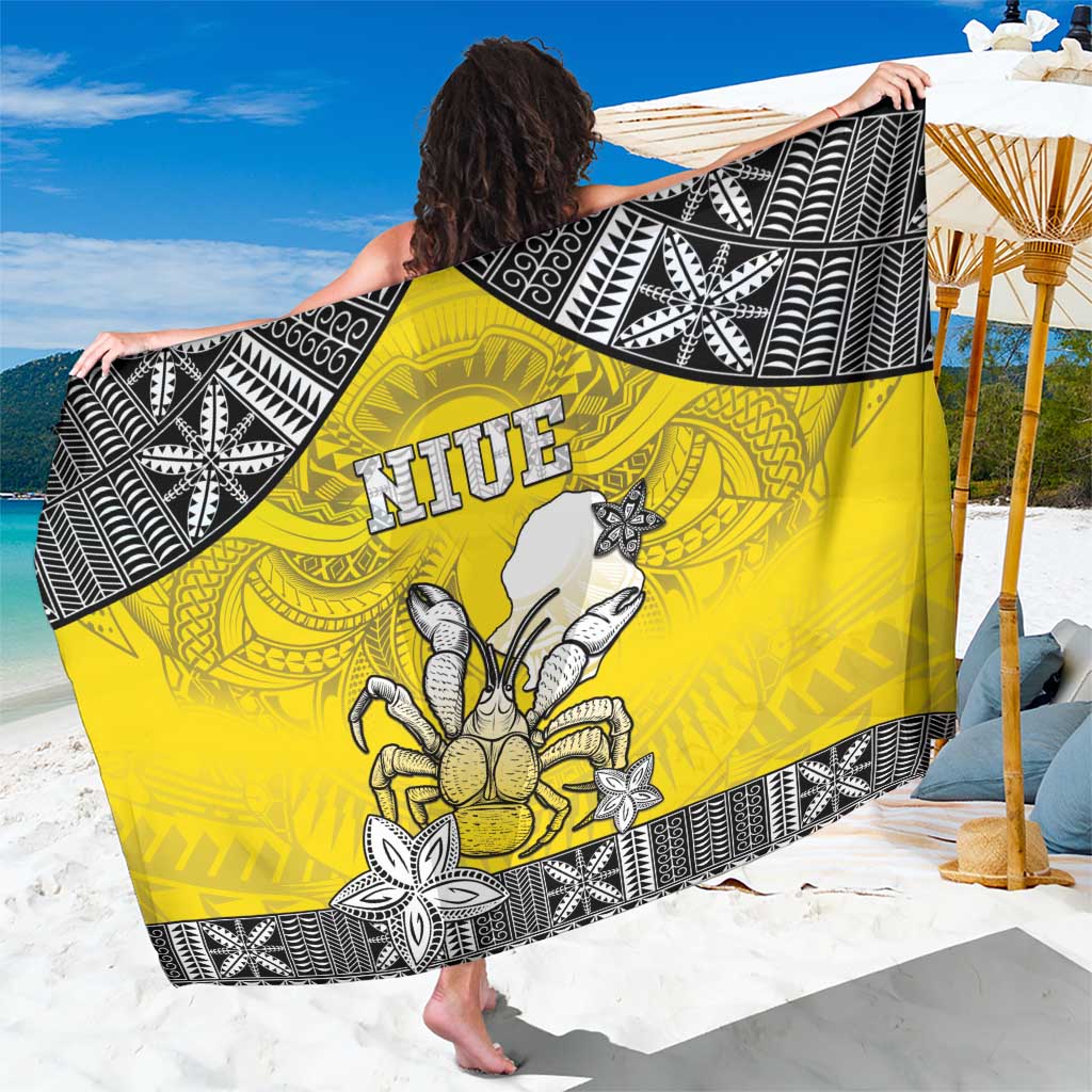 Happy Niue Constitution Day Sarong Niuean Crab Hiapo Pattern Yellow Version